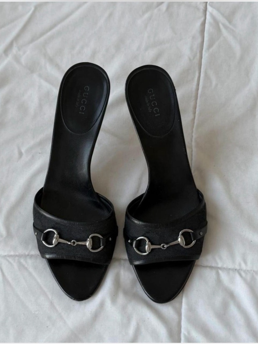 Gucci Black Leather Horsebit Slide Mules